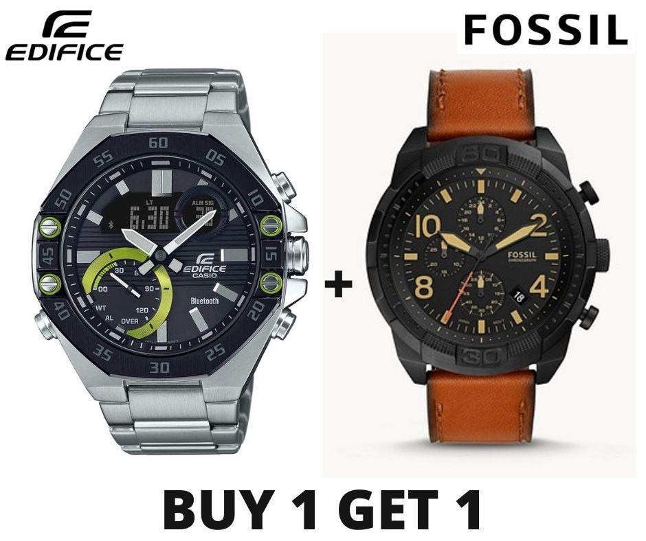 Edifice and Fossil Chronograph Combo