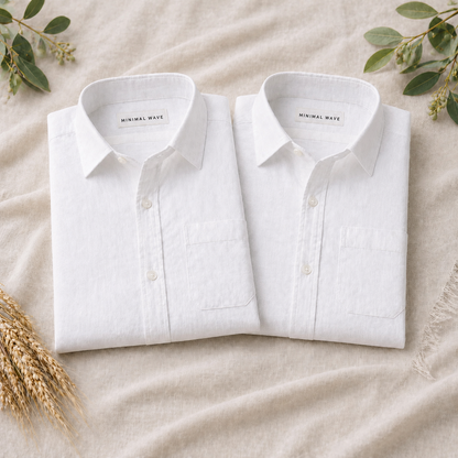 White Luxurious Cotton Shirt- Pack Of 2